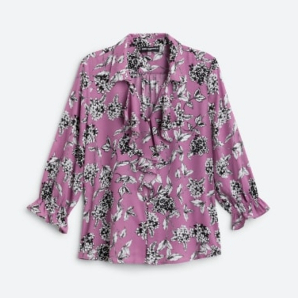 Lacy ruffle button down blouse